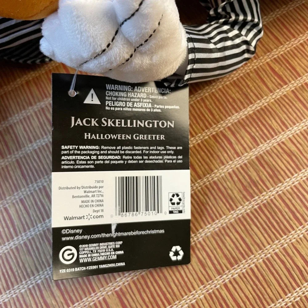 Disney Nightmare Before Christmas Jack Skellington Pumpkin Halloween Greeter New - Picture 3 of 5